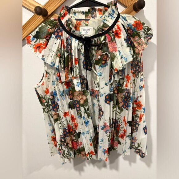 Erdem x H&M pleated floral print sleeveless blouse top - Picture 4 of 10